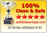 10-Strike LANState 8.43 Clean & Safe award